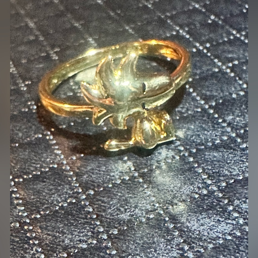 18K Gold Over Sterling Silver Peanuts Woodstock Ring Snoopy Bird Comic Character - Picture 6 of 6